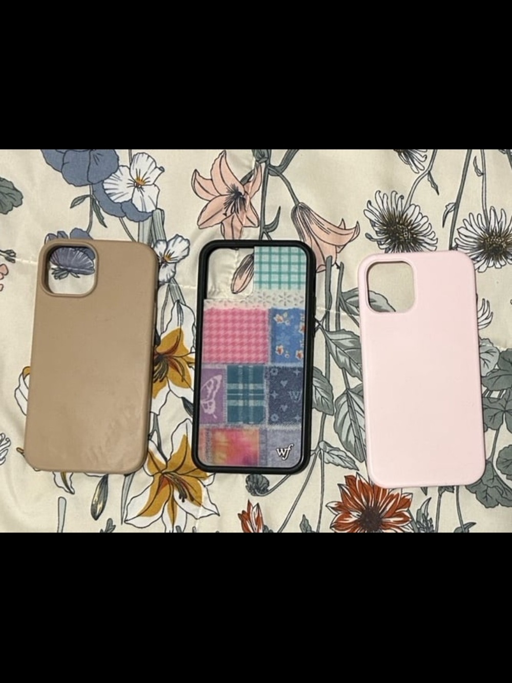 Wildflowers Trio Phone Cases in Beige, Patchwork, and Light Pink